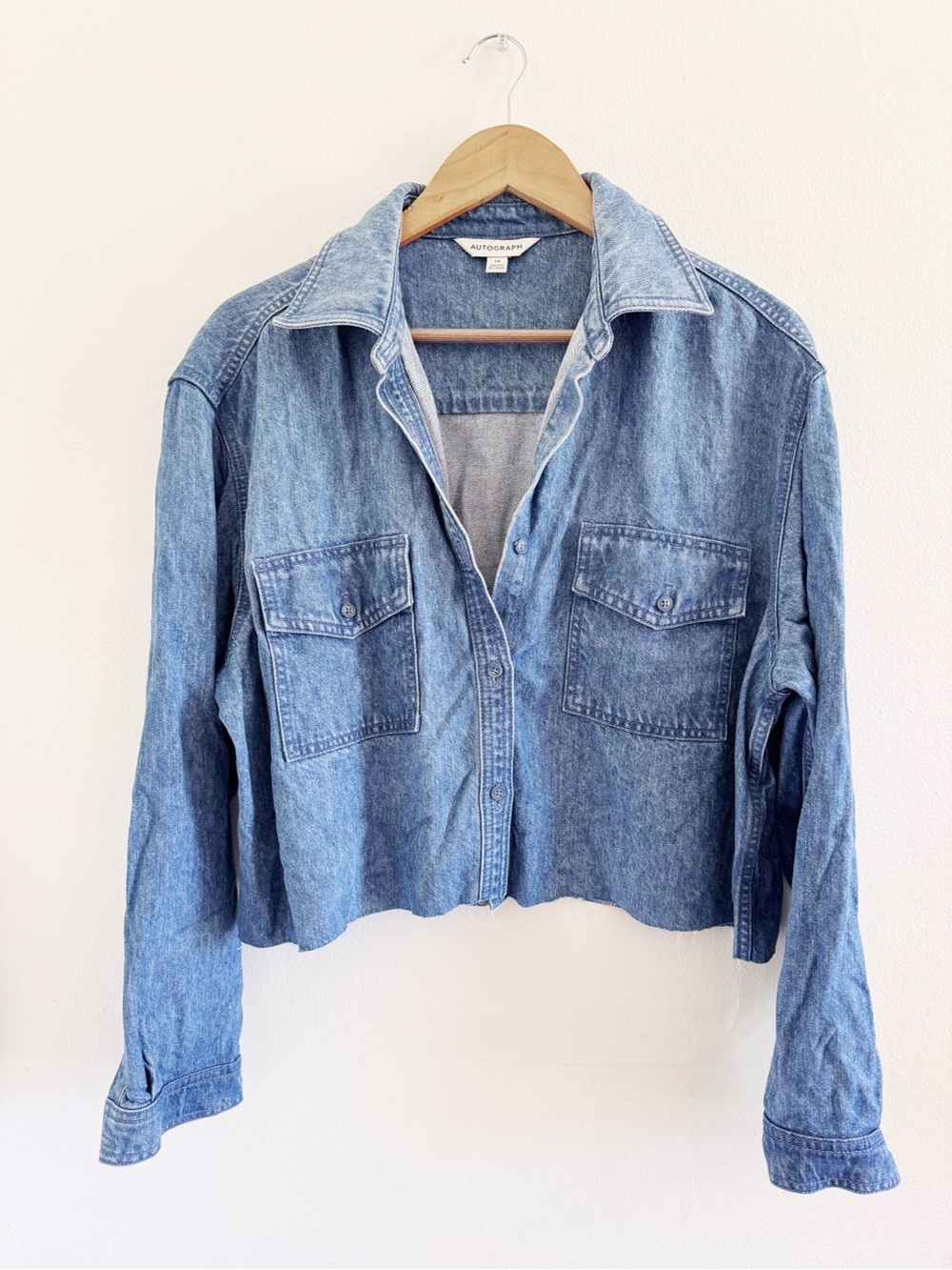 Autograph Light Blue Denim Cropped Jacket size 14